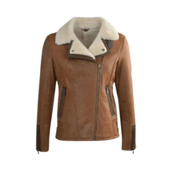 B-3 Aviator Women Sheepskin Bomber Jacket 1