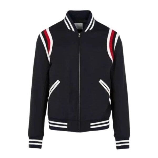 Black Cotton Varsity Jacket 1