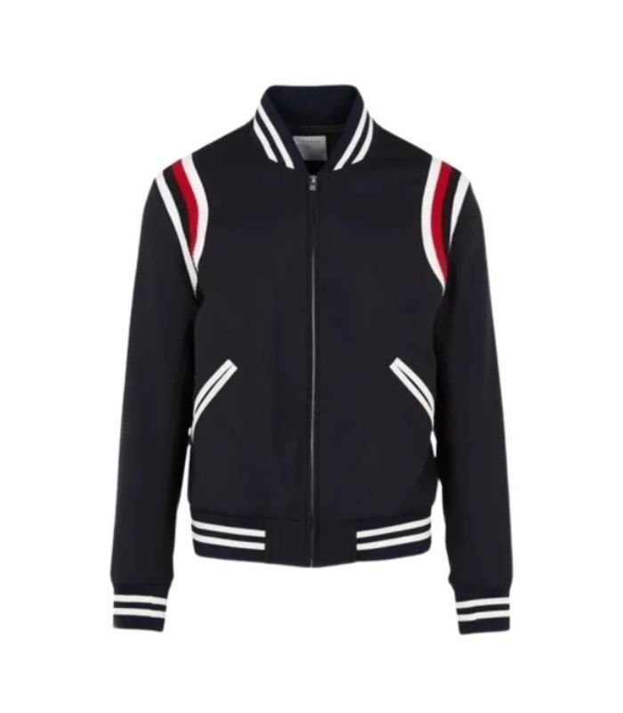 Black Cotton Varsity Jacket 1