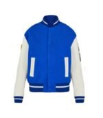 Blue Plain Varsity Jacket 1