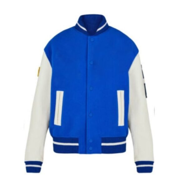 Blue Plain Varsity Jacket 1