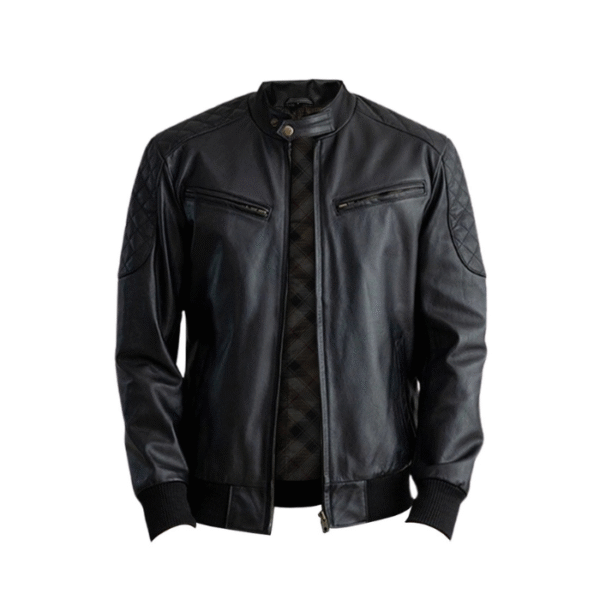 Casual Black Leather Premium Bomber Jacket 1