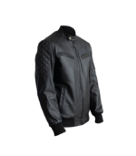 Casual Black Leather Premium Bomber Jacket 2