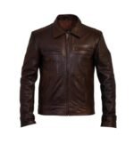 Men Biker old brown jacket 1