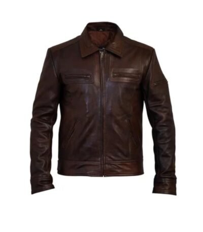 Men Biker old brown jacket 1