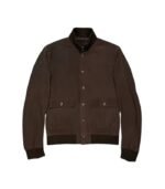Men Dark Brown Suede Leather Jacket 1