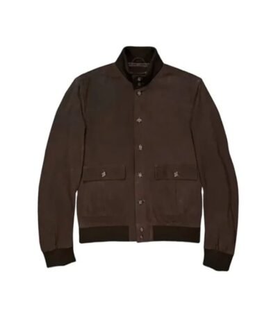 Men Dark Brown Suede Leather Jacket 1