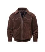 Men Suede Leather Brown Jacket 1