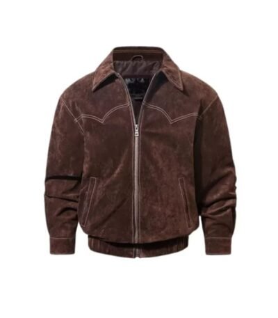 Men Suede Leather Brown Jacket 1