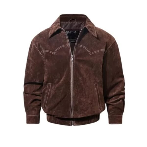 Men Suede Leather Brown Jacket 1