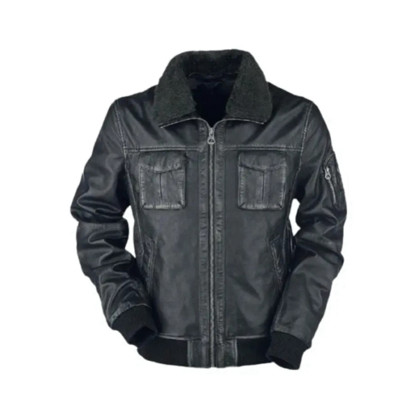 Mens Bike Racer Black Leather Premium Jacket1