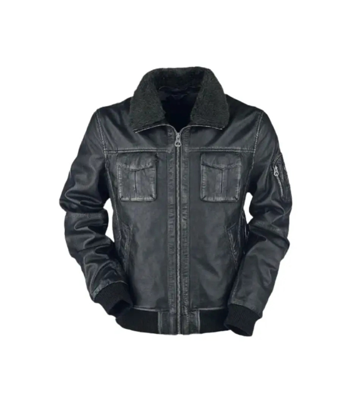 Mens Bike Racer Black Leather Premium Jacket1