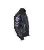 Mens Black American Flag Leather Jacket 03