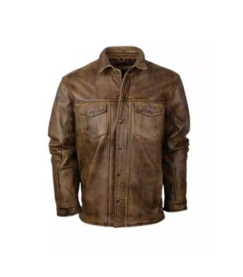 Men’s Brown Biker Leather Jacket 01