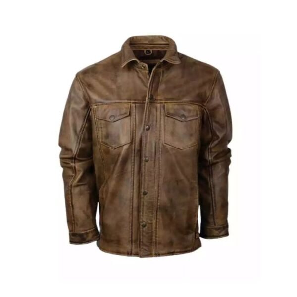 Men’s Brown Biker Leather Jacket 01