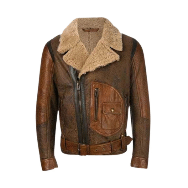 Mens Brown Shearling Premium Jacket