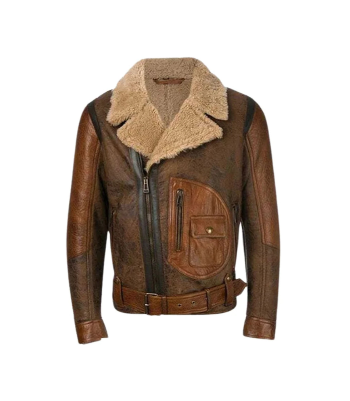 Mens Brown Shearling Premium Jacket