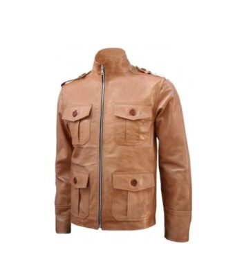Men’s Tan Leather Jacket 01
