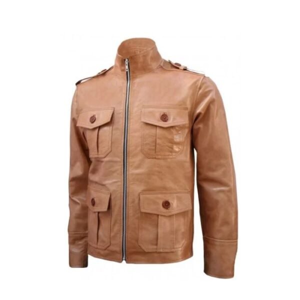 Men’s Tan Leather Jacket 01