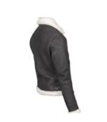 Women B-3 Black & White Leather Premium Bomber Jacket 02