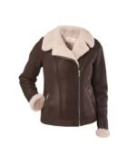 Women B3 RAF Brown Aviator Shearling Jacket 01