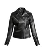 Women Biker Black Leather Jacket 1