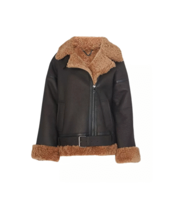 Women Biker Shearling Premium Leather Jacket 1