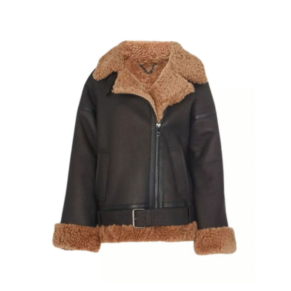 Women Biker Shearling Premium Leather Jacket 1