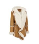 Women Brown Suede Fur Coat 1