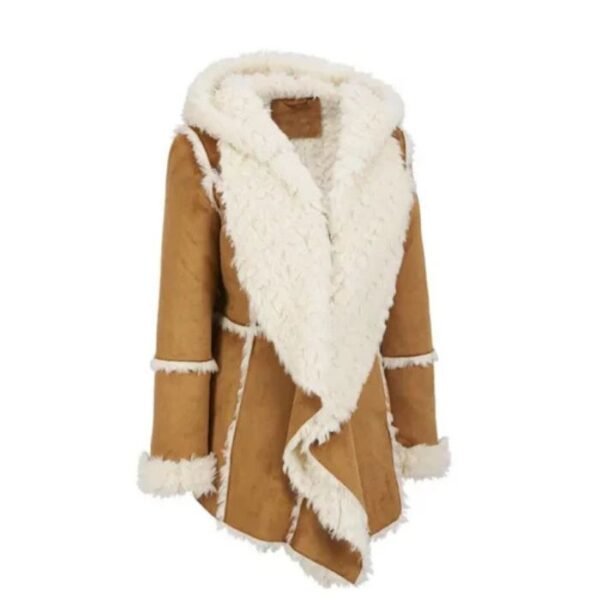 Women Brown Suede Fur Coat 1
