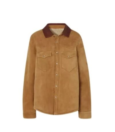 Women Brown Suede Leather Shirt 1