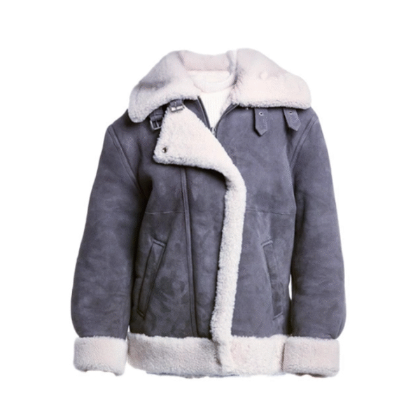 Women Grey Suede Leather Premium Jacket 1