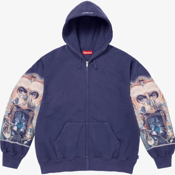Supreme Michael Jackson Zip Up Hoodie - BLue1