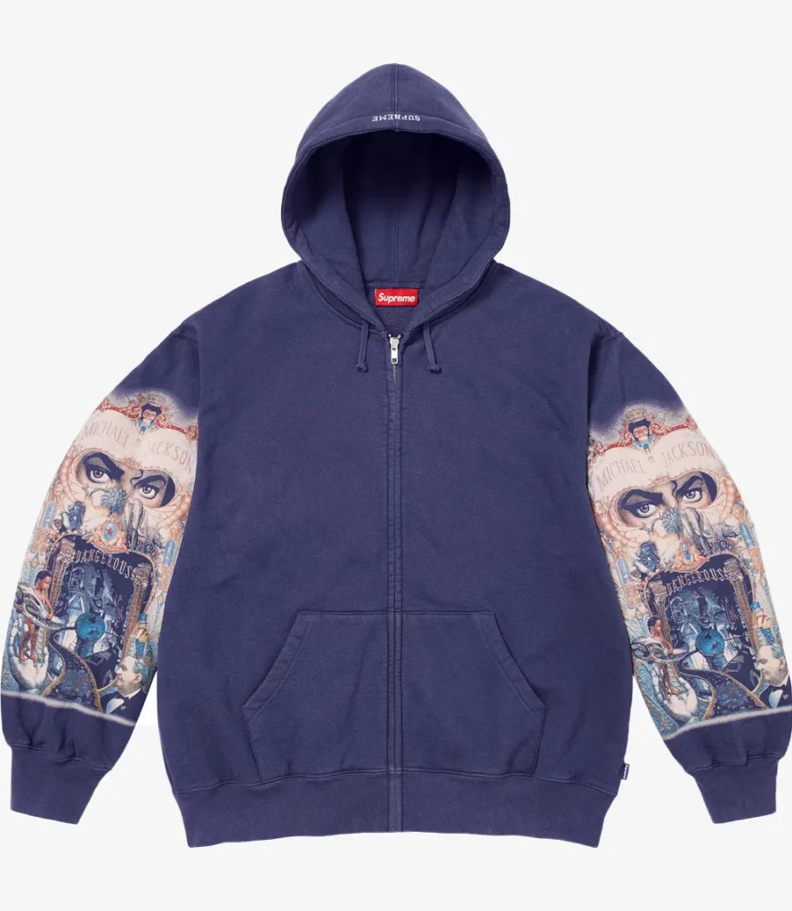 Supreme Michael Jackson Zip Up Hoodie - BLue1