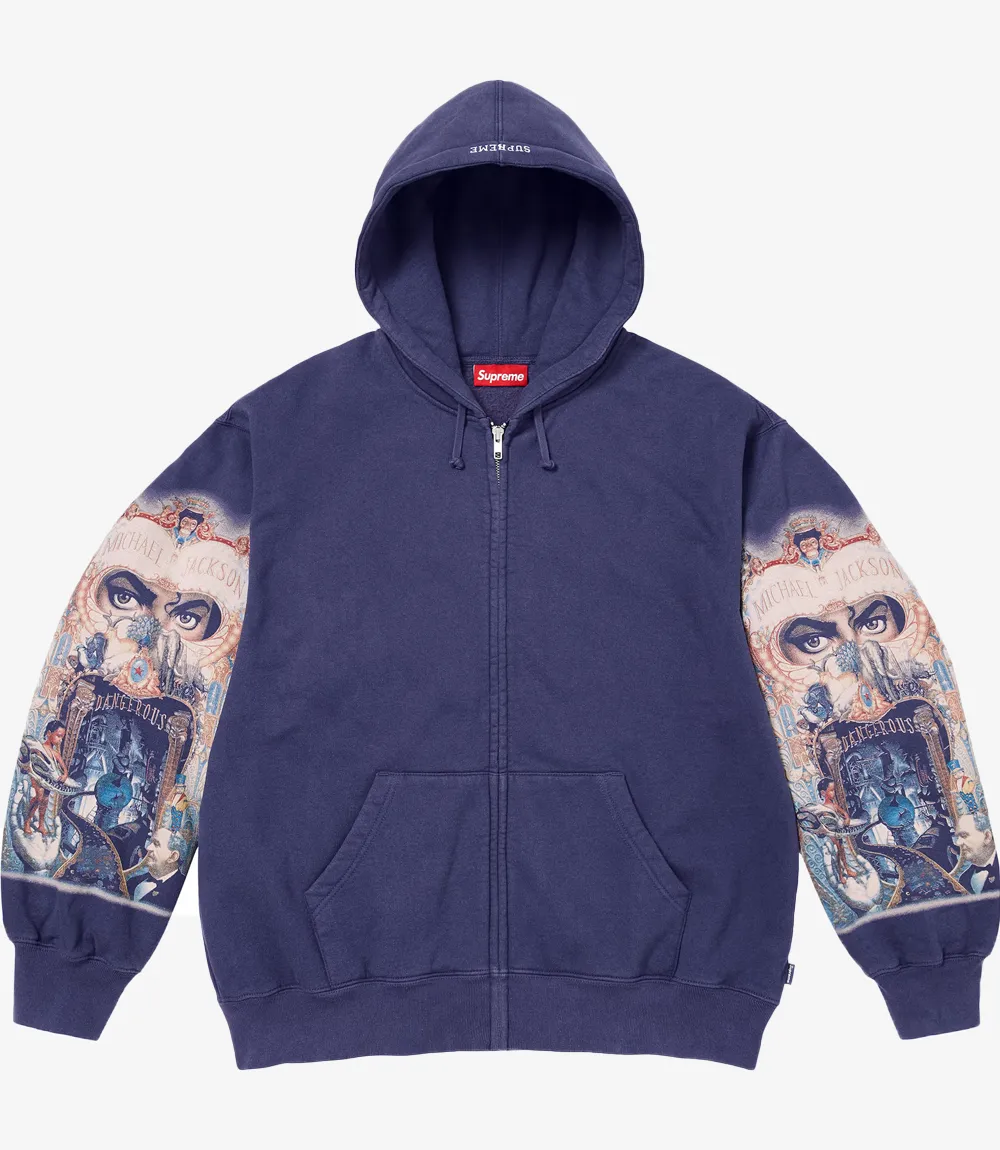 Supreme Michael Jackson Zip Up Hoodie - BLue1