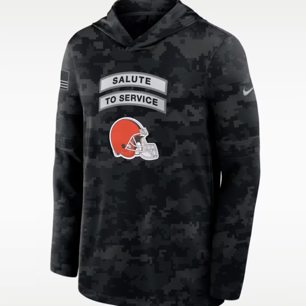 Browns 2026 Salute to Service Hooded Long Sleeve T-Shirt 4