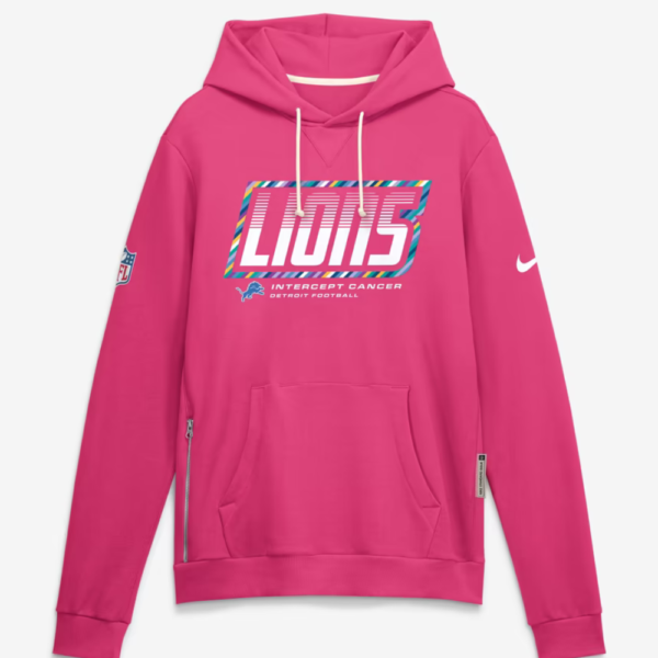 Detroit Lions 2026 Pink Crucial Catch Hoodie 1