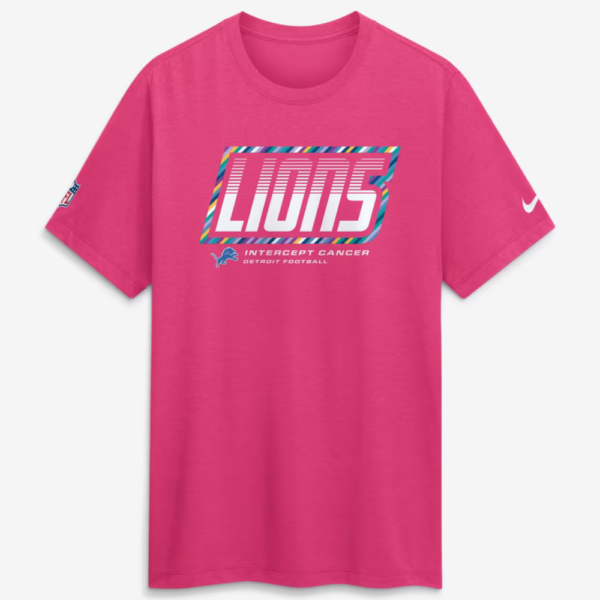 Detroit Lions 2026 Pink Crucial Catch T-Shirt 1