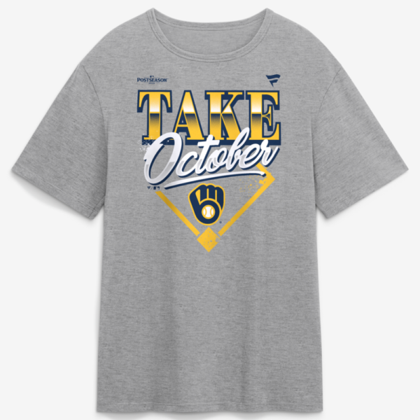 Milwaukee Brewers Gray 2026 MLB Locker Room Take October T-Shirt