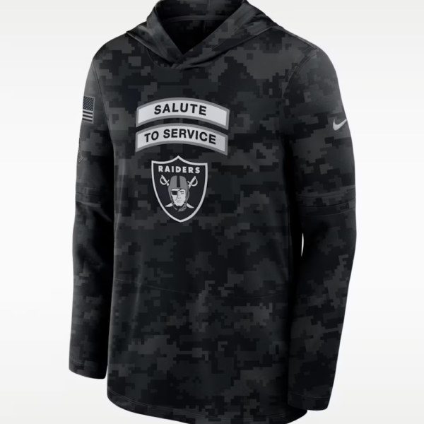 Raiders 2026 Salute to Service Hooded Long Sleeve T-Shirt 1