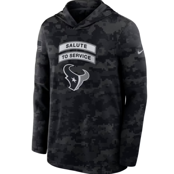 Texans 2026 Salute to Service Hooded Long Sleeve T-Shirt 2