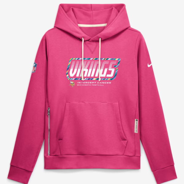 Womens Minnesota Vikings 2026 Pink Crucial Catch Hoodie 1