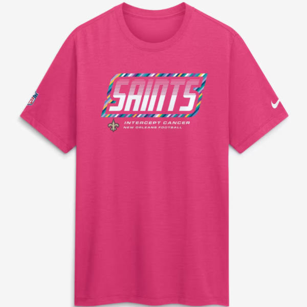 Women’s New Orleans Saints 2026 Pink Crucial Catch T-Shirt 1